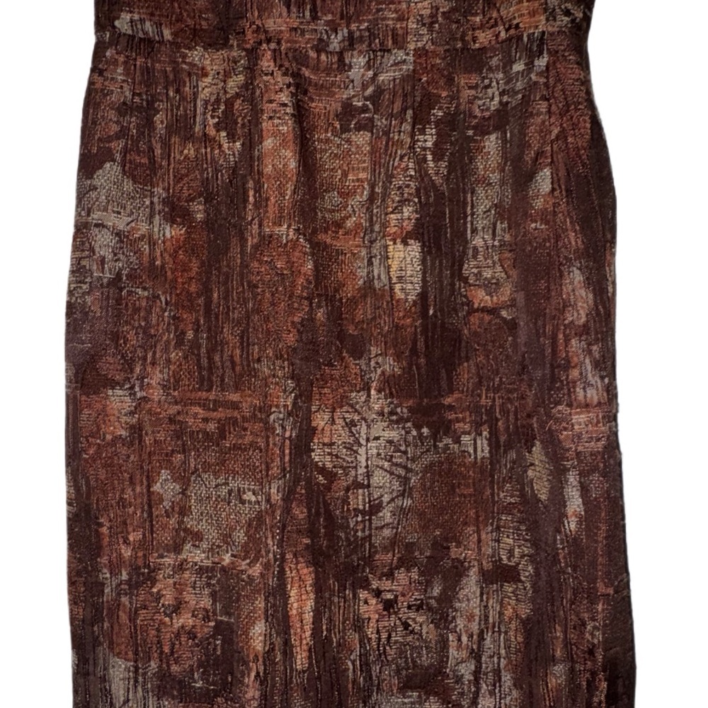 ANTONIO MELANI Brown and Gold Knee-Length Pencil Skirt